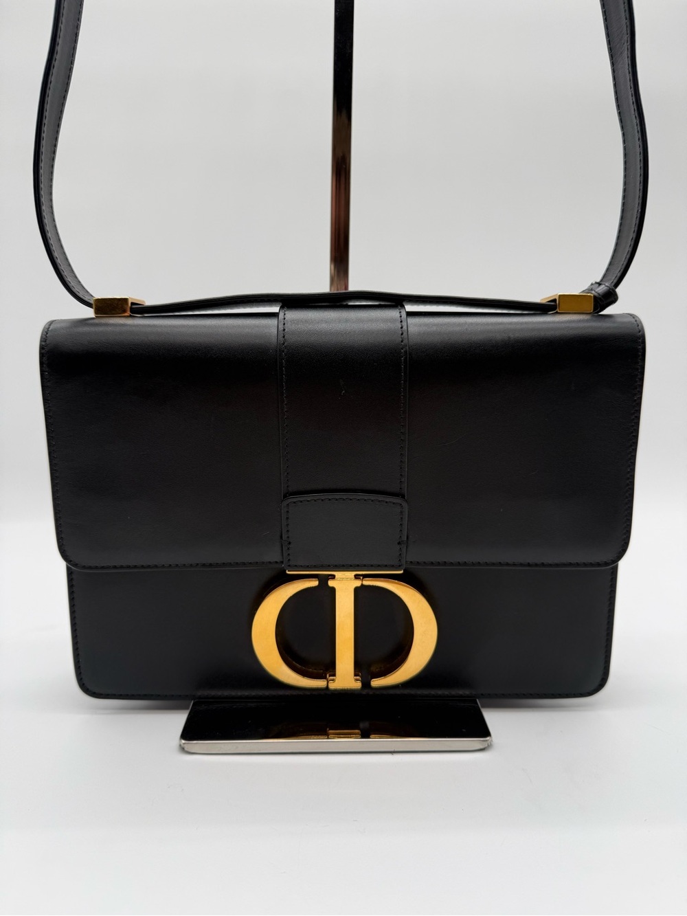 Christian Dior 30 Montaigne Leather Black Flap Crossbody Bag
